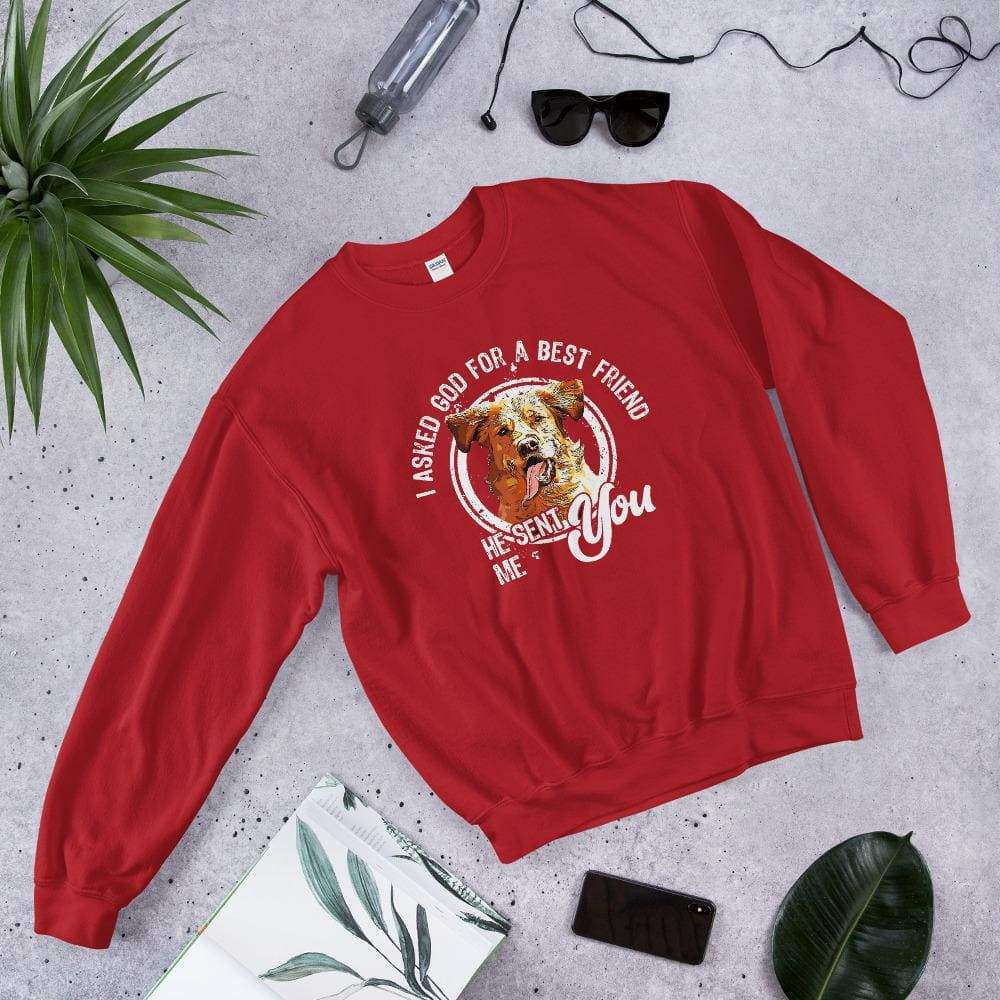PetDesignz - Graphic Crewneck Sweatshirt - "I Asked for A Best Friend” Golden Retriever