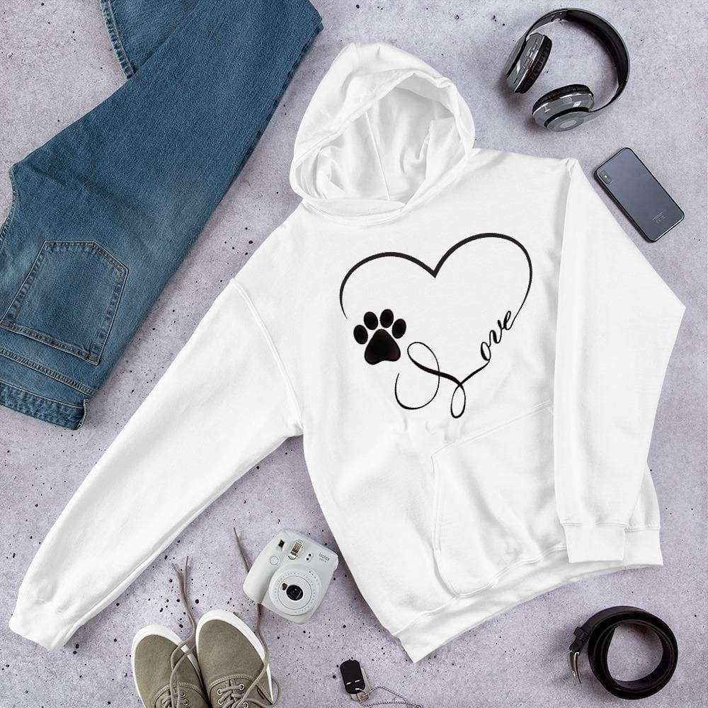 Paw Print Heart with Love PetDesignz Graphic Pullover Hoodie Sweatshirt Dog Cat Unisex men women