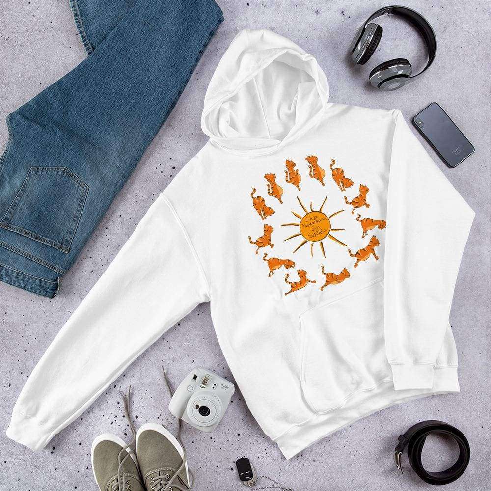 Sun Salutation Yoga Cat Graphic Pullover Sweatshirt Hoodie PetDesignz Unisex men women
