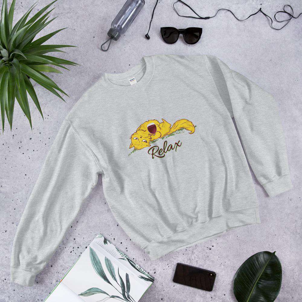 PetDesignz - Graphic Crewneck Sweatshirt - "Relax" Yellow Cat