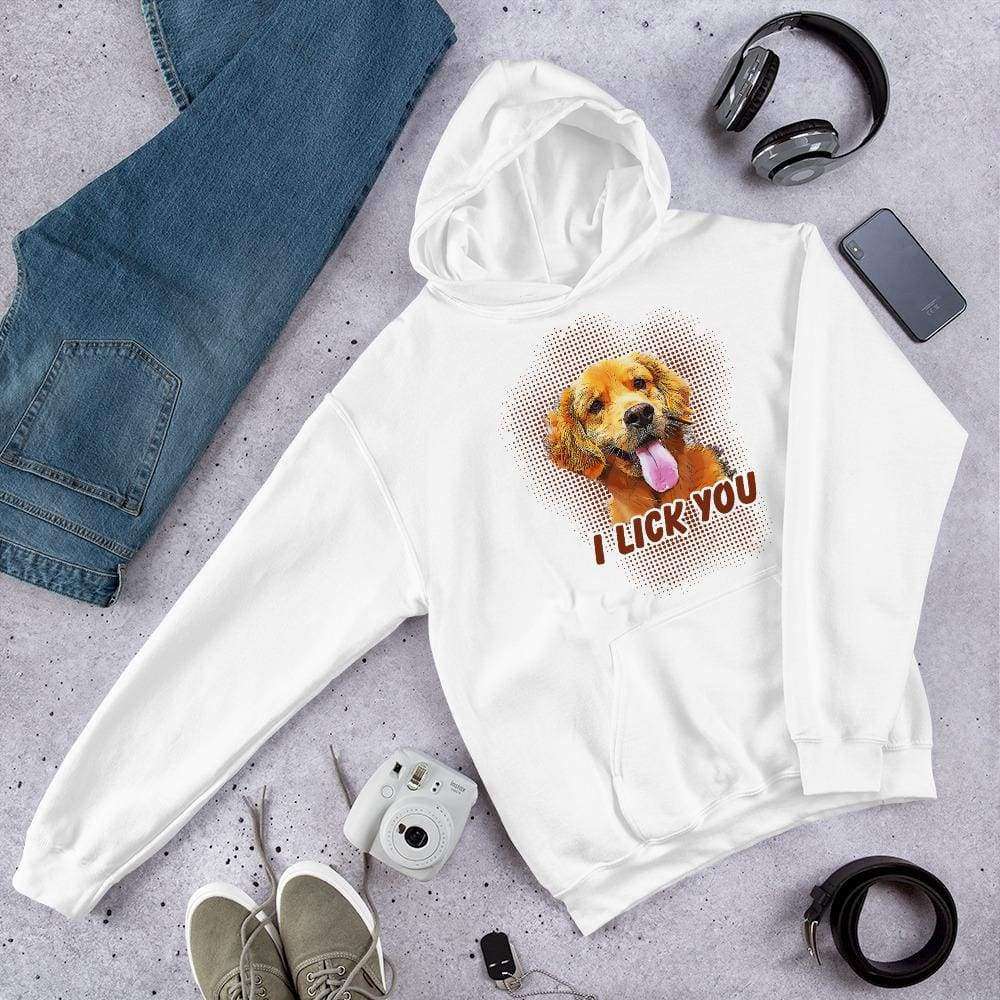 I Lick You Happy Golden Retriever Graphic Pullover Hoodie Sweatshirt Dog PetDesignz Unisex men women