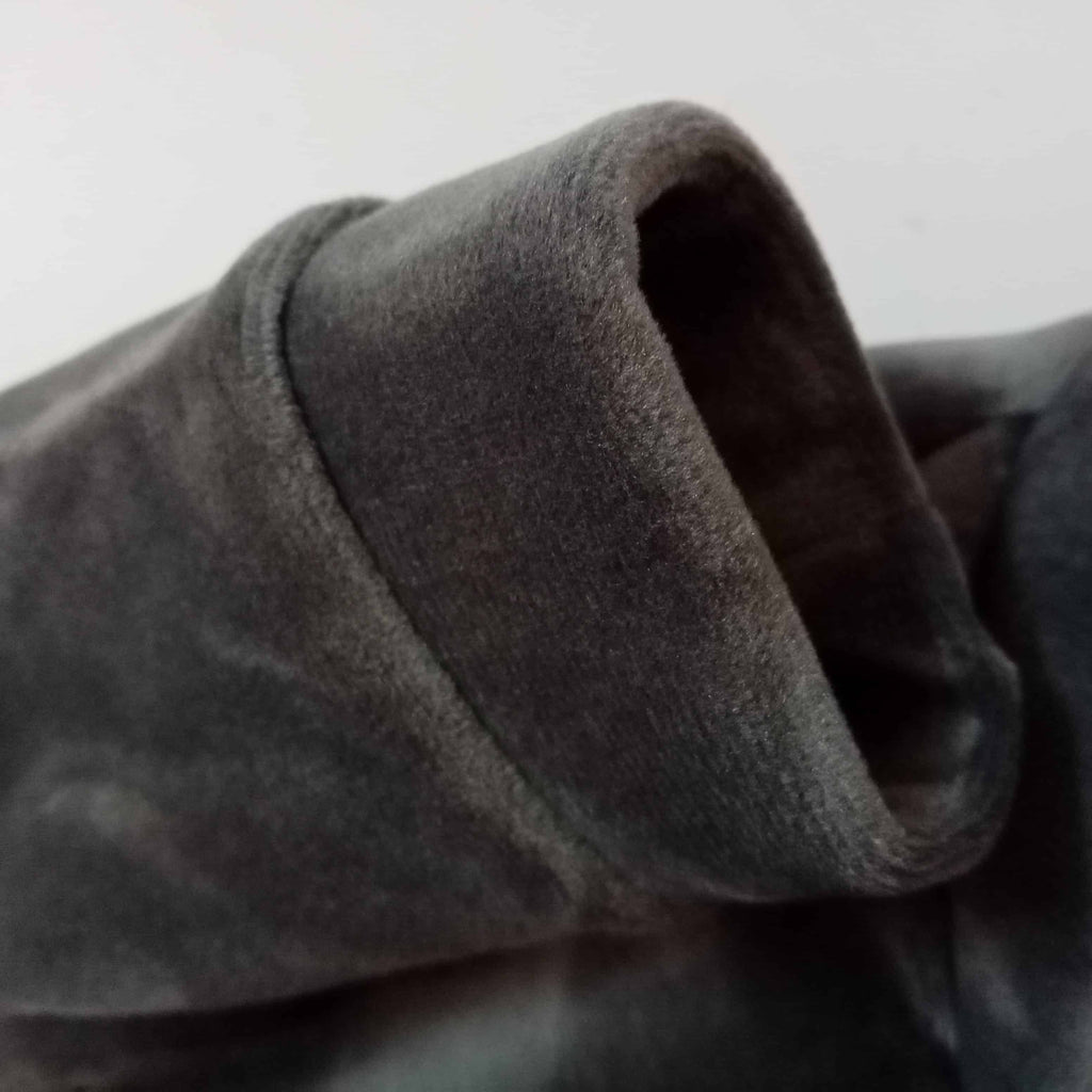 Winter Velour (Velvet Feel) Pom Hoodie Sweatshirt - Gray or Navy