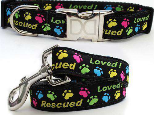 Rescue Me Custom Engraved Dog Collar and Leash by Diva Dog PetDesignz